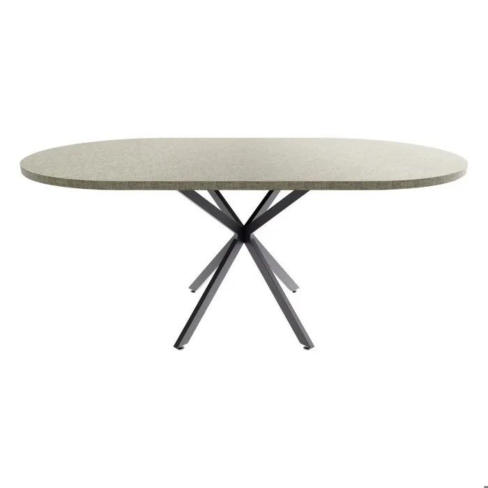 Marui Big - Table De Salle À Manger Ovale 180x100 Cm En Bois Texturé Avec Pied Central En Métal Kiso
