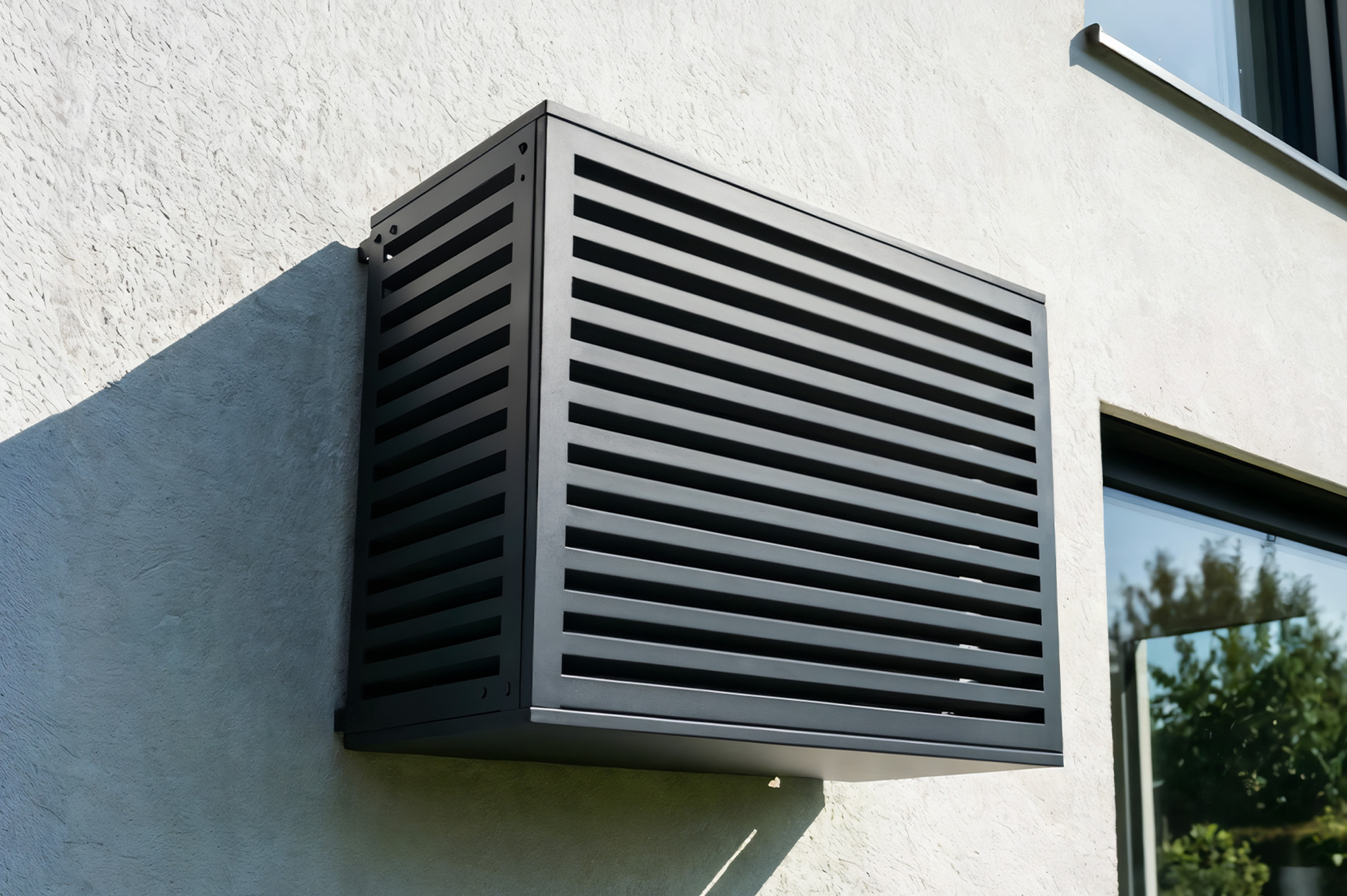 Cache Clim & Pompe À Chaleur Aneto Aluminium Gris Avec Face Inférieure - Taille M
