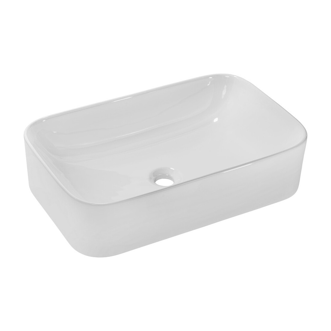 Vasque À Poser Rectangulaire 61x38 Cm Blanc Brillant En Céramique