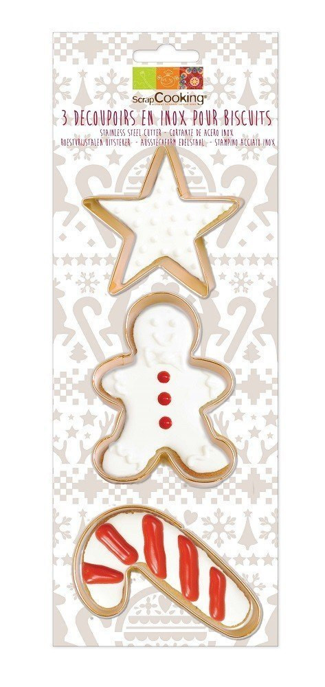 Découpoir Inox Doré Gingerman Canne Étoile X3 - Scrapcooking