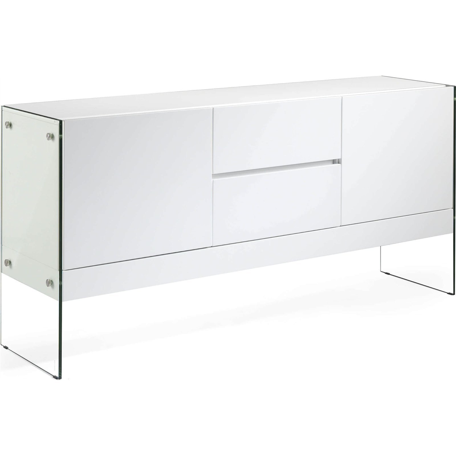 Buffet Bois Avec Latéraux En Verre - Blanc