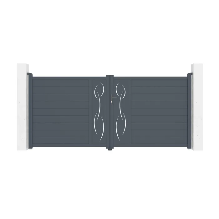 Portail battant 3,5m LIFE H.160cm + Portillon 1m LIFE H.160cm aluminium gris