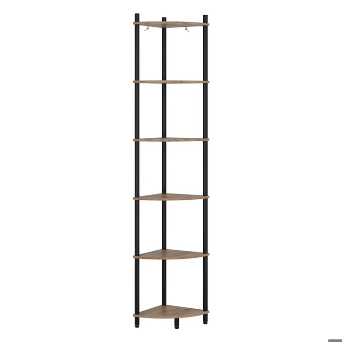 Étagère D'Angle Bivio, Chêne Doré/anthracite, 29x163.5cm Avec 6 Compartiments De Rangement, Vicco