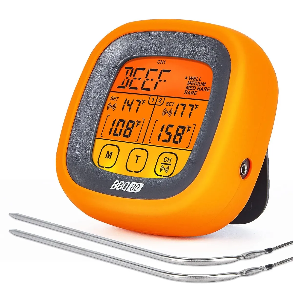 Thermomètre À Viande Avec Écran Tactile 2 En 1 Orange