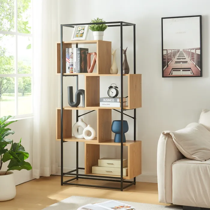 Étagère autoportante Rennebu acier 160 x 80 x 33 cm noir effet chêne en.casa