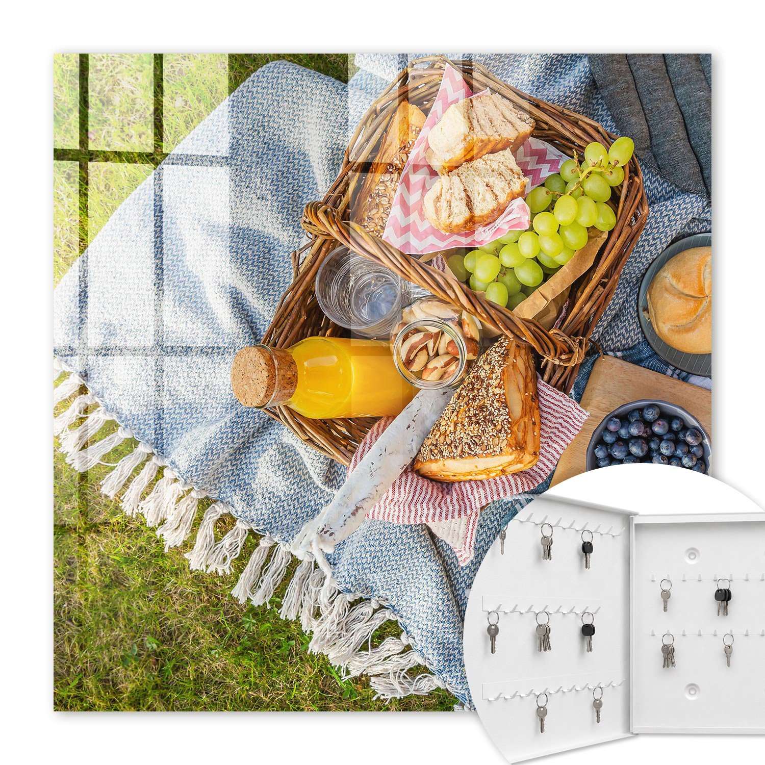 Armoire À Clés - (30 Cm X 30 Cm) - Boîte À Clés Murale - Coffret De Rangement Pour Clés - Couleur Blanche - Ouverture Vers La Gauche - Pour Maison Et Bureau - Un Pique-nique Idyllique