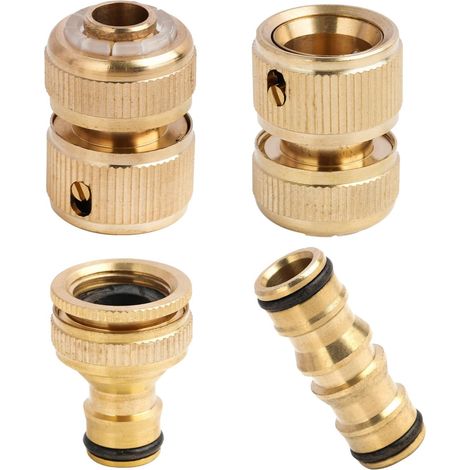 4 Pièces Raccord Tuyau D'Arrosage Ensemble En Laiton, Raccord Rapide De Tuyau De 1/2 Pouce, Adaptateur Mâle Et Femelle De Tuyau De 3/4 Pouce