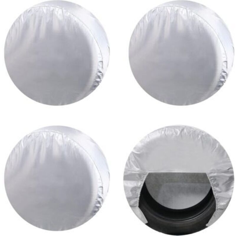 Housses De Pneus Pour Roue De Camping-car (lot De 4 Argent), Protections Solaires Uv Imperméables Oxford Pour Camion, Camping-car, Bateau, Remorque, Camping-car, Suv, Pour Diamètre 30"-32" Argent