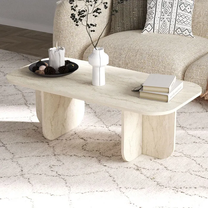 Table basse rectangulaire 120x60x40 cm décor travertin - bekso