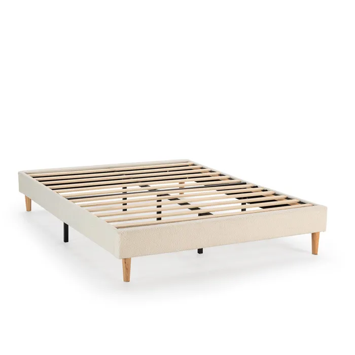 Base Rembourrée Niebla 150x190 Cm Imitation Tissu Mouton Beige