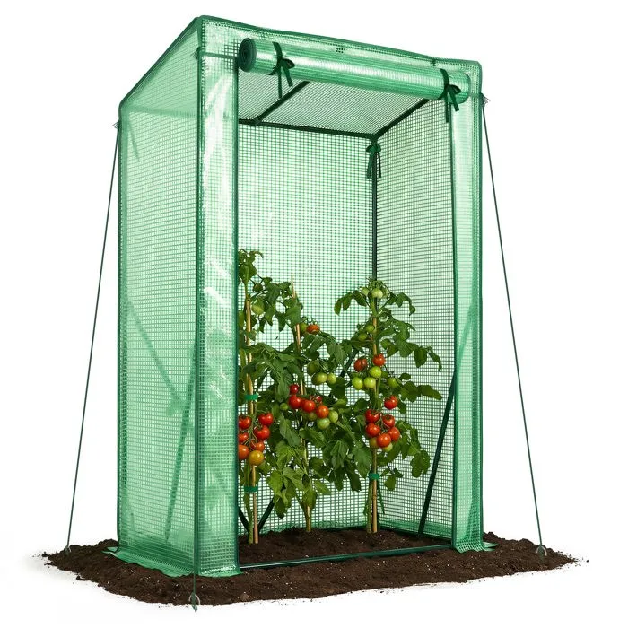 Vounot Serre De Jardin Serre Tomates Avec Grande Porte Enroulable Bache Pe Renforcee 135g/m2 100x50x150cm Vert