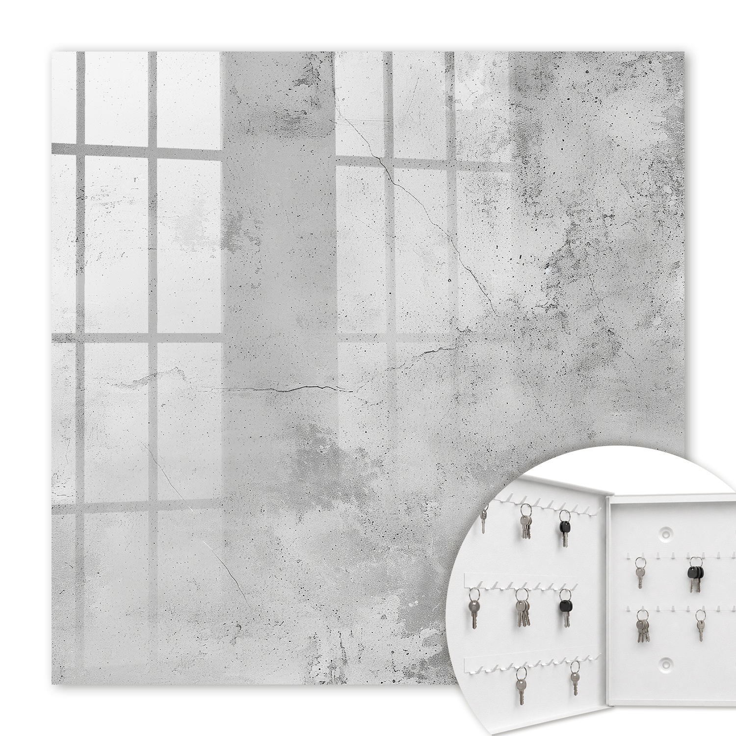 Armoire À Clés - (30 Cm X 30 Cm) - Boîte À Clés Murale - Coffret De Rangement Pour Clés - Couleur Blanche - Ouverture Vers La Gauche - Pour Maison Et Bureau - Élégance Brute