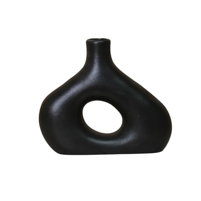 Isea - Vase En Céramique Noir H14 Cm