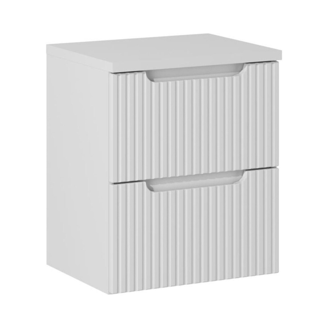 Ensemble De Salle De Bain Vano Blanc 50cm: Meuble Sous Vasque À Tiroirs Rainuré + Plan Pour Vasque Blanc Alpin