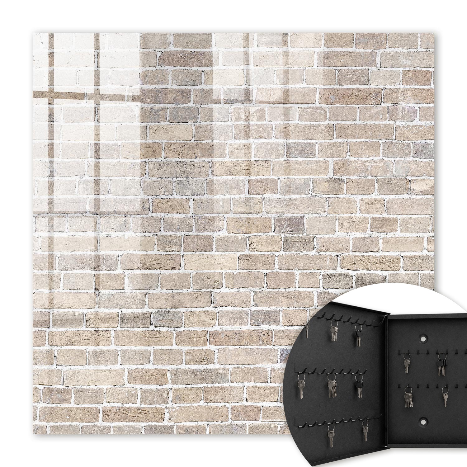 Armoire À Clés - (30 Cm X 30 Cm) - Boîte À Clés Murale - Coffret De Rangement Pour Clés - Couleur Noire - Ouverture Vers La Gauche - Pour Maison Et Bureau - Composition De La Brique
