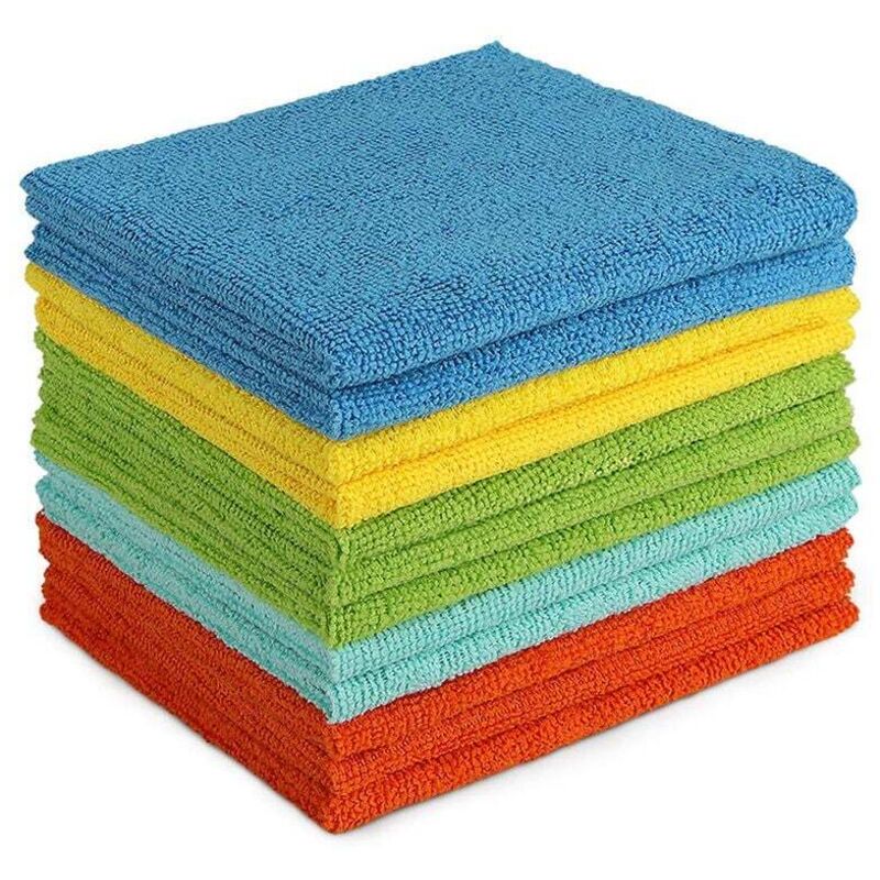 Lot De 5 Chiffon, Microfibre Et Lingette, Torchons Lavette Microfibre Ménage Plus Doux, Plus Absorbants, Non Pelucheux, Pour Maison, Cuisine, Voiture, Cenêtres E Vitre 30 X 30cm,