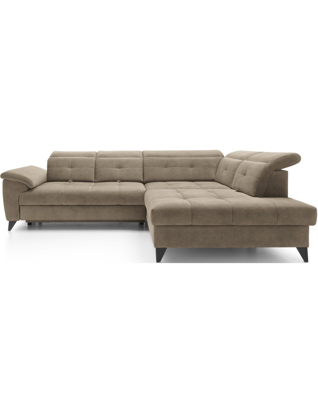 Canapé D'Angle Beige 5 Places Angle Droit Méridienne Confort Inferno