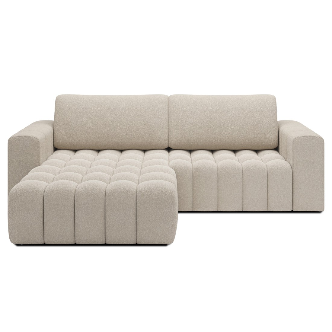 Canapé D'Angle Convertible Dory Beige 250 Cm Avec Coffre De Rangement Angle Droit