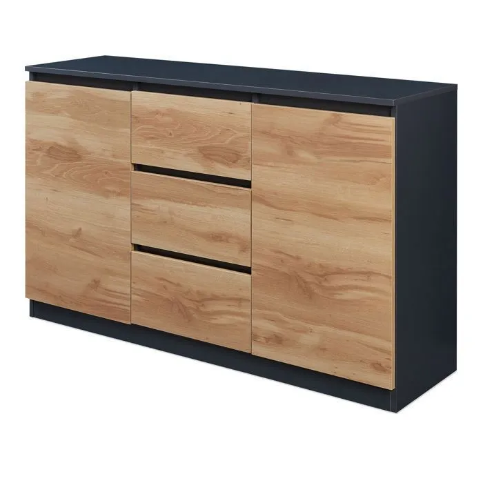 Buffet Kyr 120 x 35 x 75 cm chêne rustique / noir en.casa