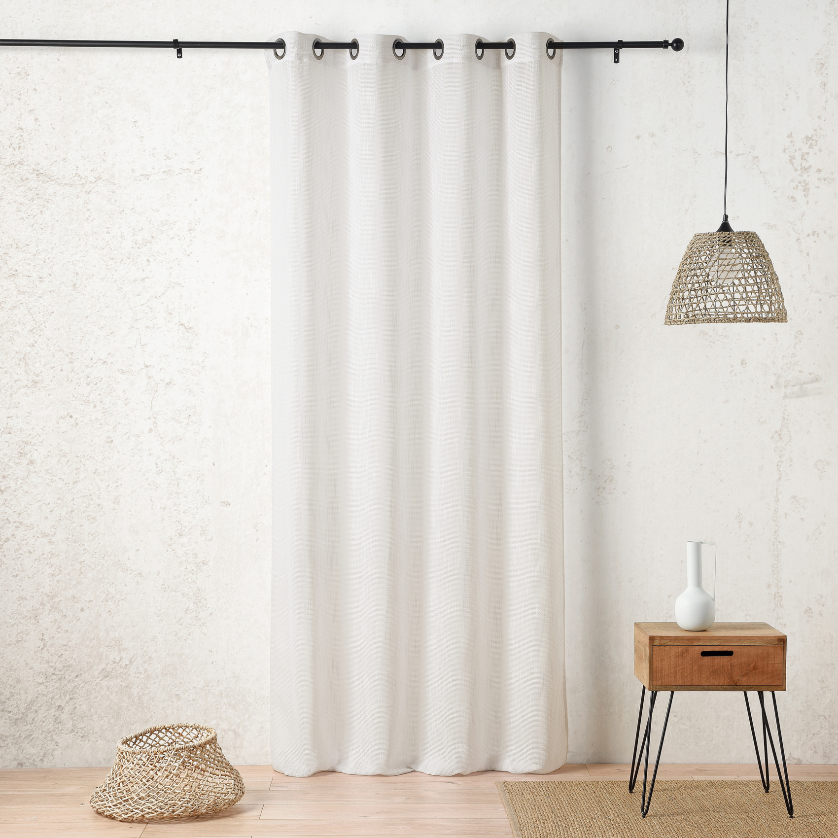 Voilage 140x260 Cm 100% Polyester - Voilage Texturé - 140x260cm - Ivoire