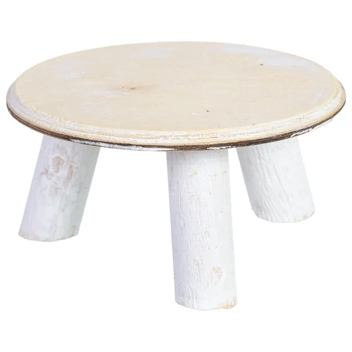 Support Pour Pot De Fleurs En Bois Blanc 15x15x7h Cm