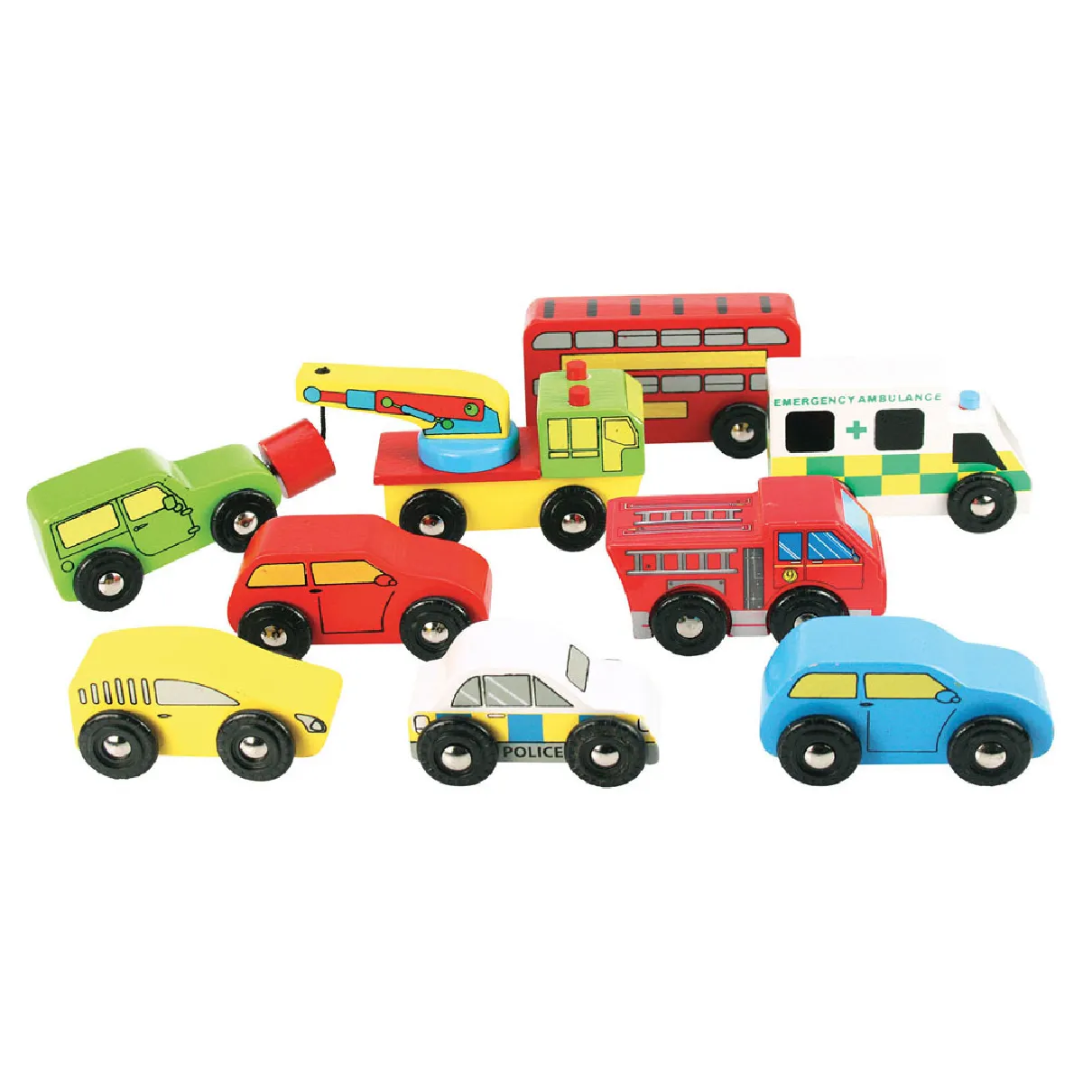 Bigjigs Rail, Pack De Véhicules Ferroviaires En Bois - 9 Pièces, Adapté Aux ges Dès 3 Ans
