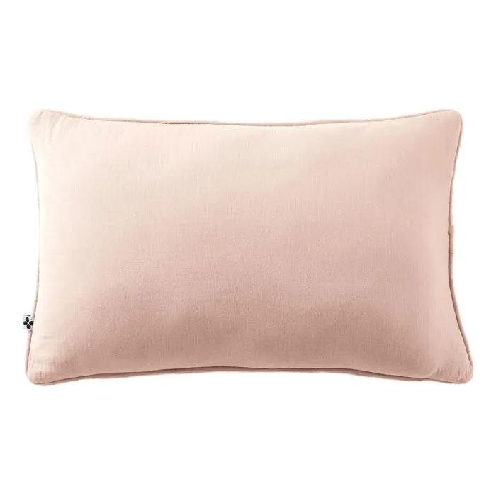 Coussin Déhoussable Avec Passepoil "gaïa" 40 X 60 Cm "gaze De Coton" L'Effet Papillon - Gaia Guimauve -