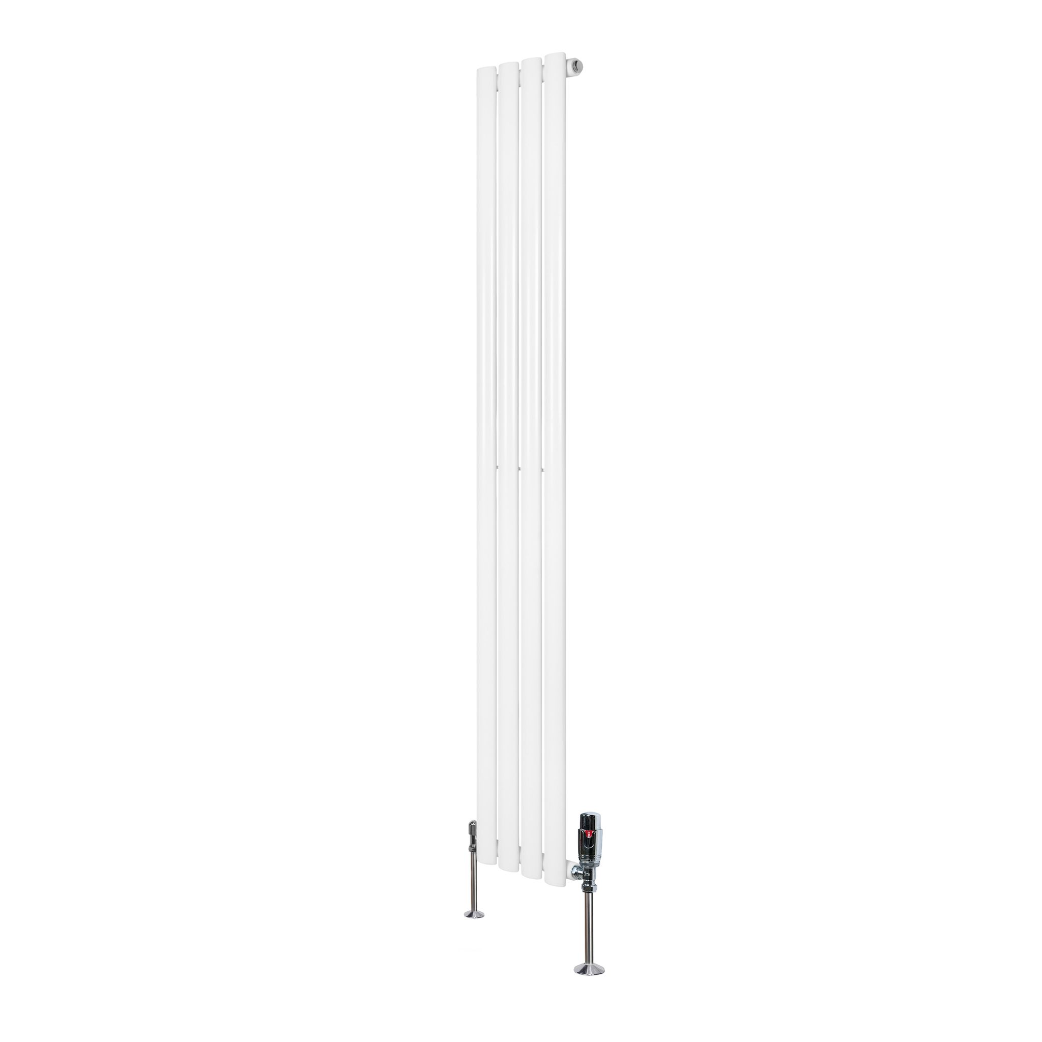Radiateur Ovale 1 Panneau & Vannes 1600 X 240 Mm En Acier Blanc Horizontale