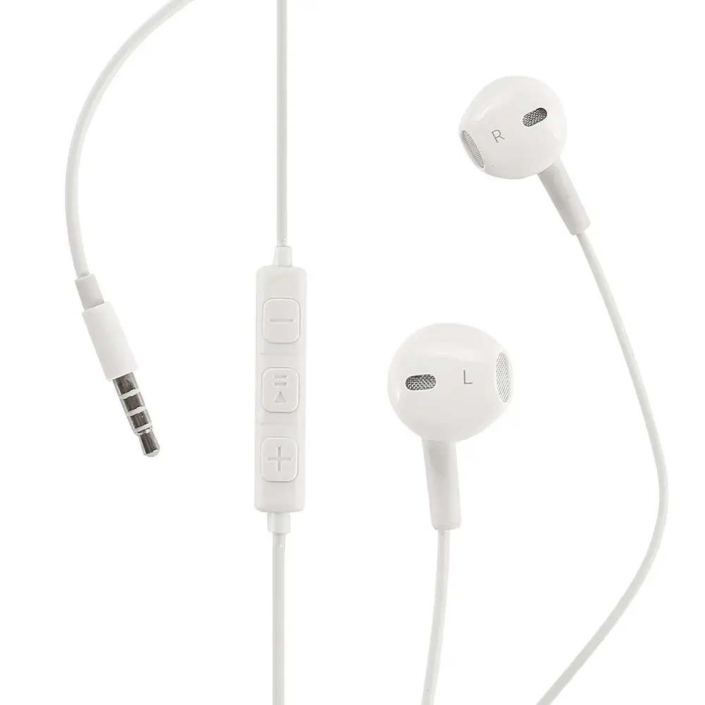 Kit Pieton Universel Ecouteurs Intra-Auriculaires avec Télécommande et Micro Intégrés Blanc