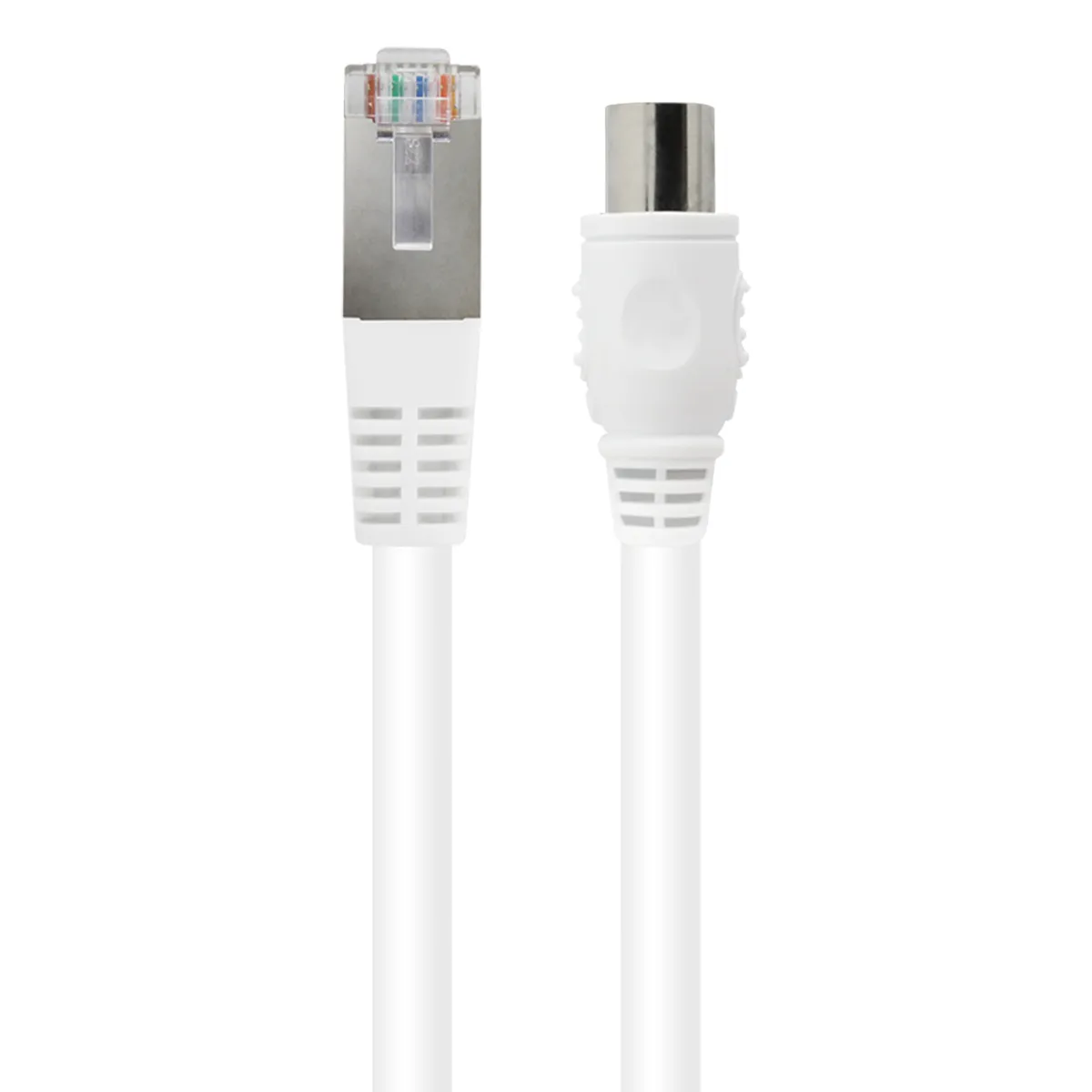 Câble Tv Coaxial 9.52mm Mâle Vers Ethernet Rj45 Mâle 2m Blanc Force Power