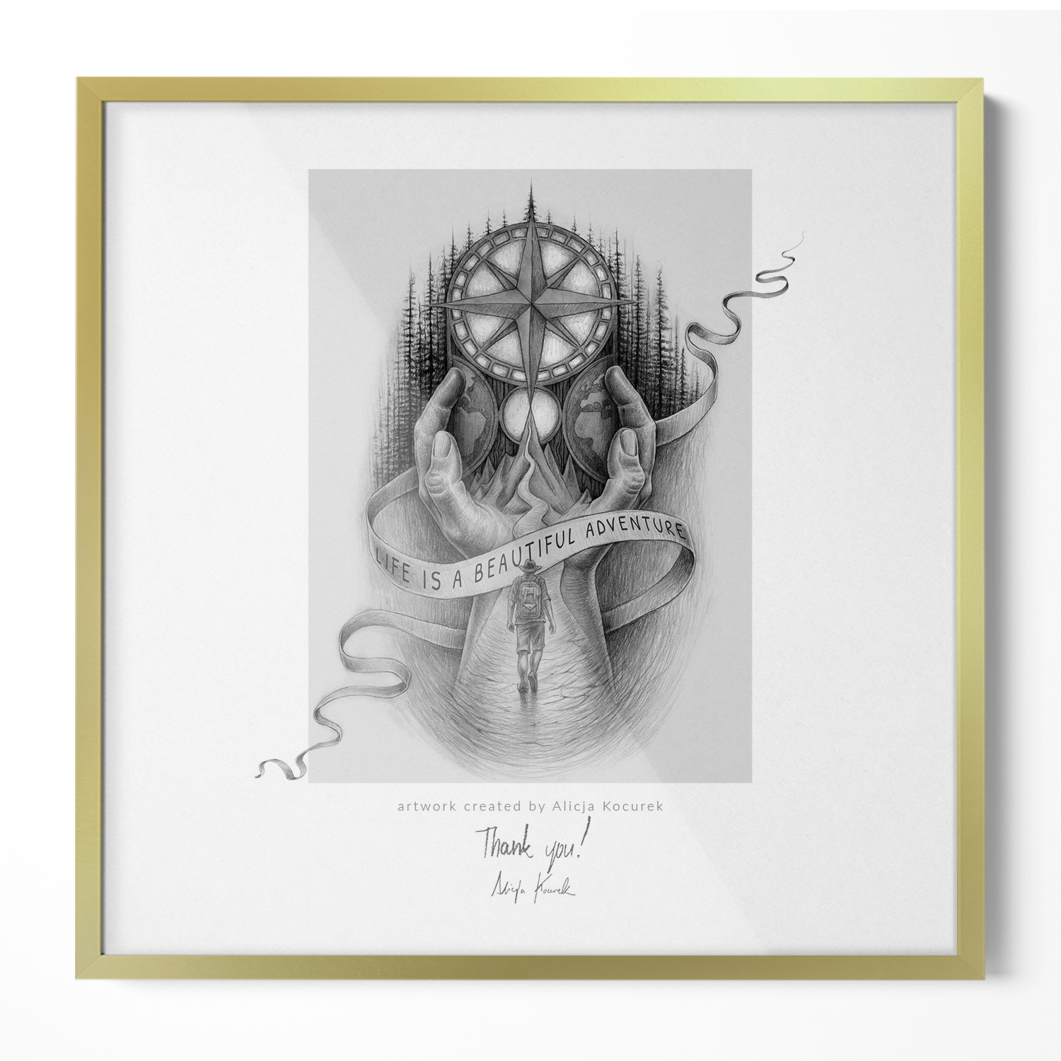 Cadre Photo Avec Verre Plexiglas - Dans Un Cadre Doré - Cadre Protecteur Pour Photos Graphiques Et Œuvres D'Art - Fixation Murale 50x50 Cm