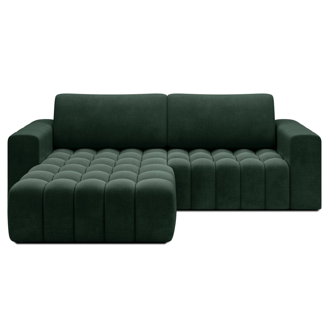 Canapé D'Angle Convertible Dory Vert Foncé 250 Cm Avec Coffre De Rangement Angle Gauche