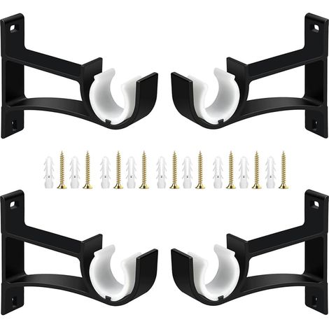 Lot De 4 Supports De Tringle À Rideaux Réglables En Métal Pour Tringles À Rideaux De 28 À 35 Mm - Noir
