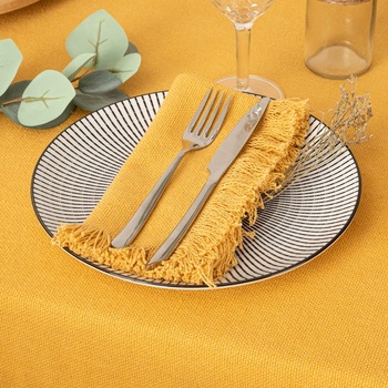 2 Serviettes De Tables A Franges En Coton