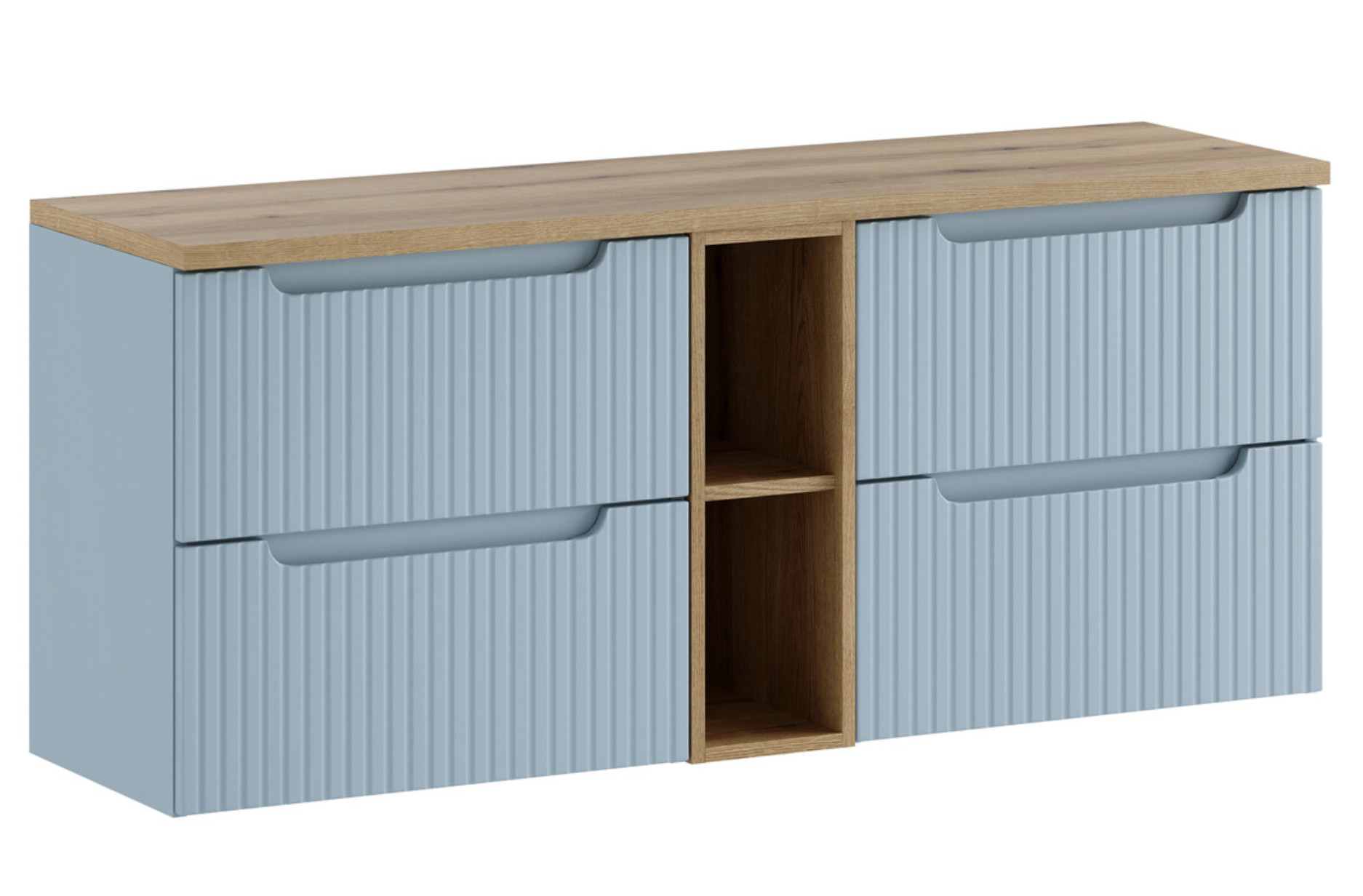 Meuble Salle De Bain Suspendu Nova Denim 140cm - Élégance Contemporaine Et Rangement Intelligent
