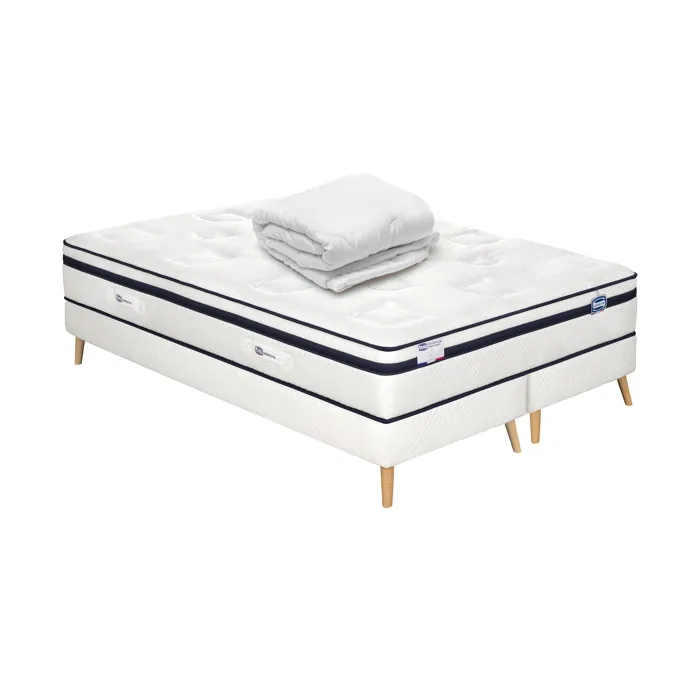 Ensemble Incomparable, Matelas Hybride 180x200, Ferme H27 + 2 Sommiers + Couette