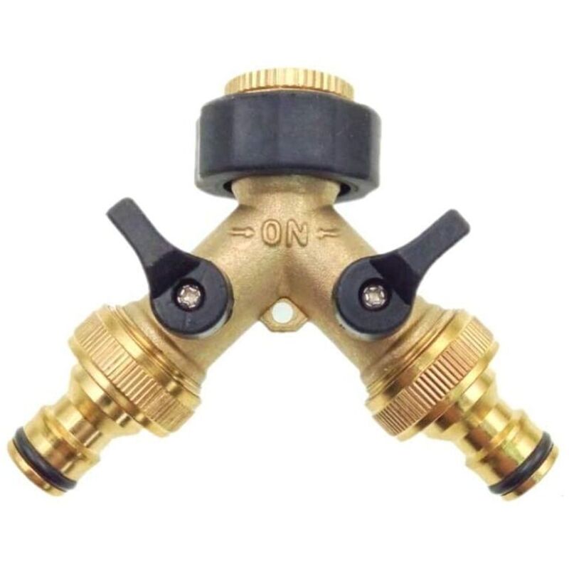 Adaptateur De Robinet En Laiton À 2 Voies, Adaptateur De Robinet De Jardin À Double Robinet Avec Vannes Marche/arrêt Individuelles Pour La Maison, La Cuisine, Le Jardin, L'Extérieur