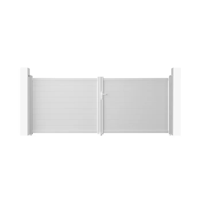 Portail battant 4m EIGER H.160cm + Portillon 1m EIGER H.160cm aluminium blanc