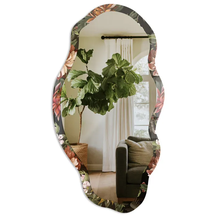 Miroir Mural Décoratif De Forme Irrégulière Noir La Chambre 52x97 Cm