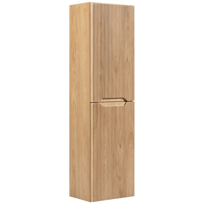Meuble colonne suspendu de salle de bains NOVO effet chêne Hikora 35 x 130 cm