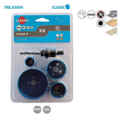 4 Trepans Bim D22/35/44/68 + Mandrin/foret/adapt