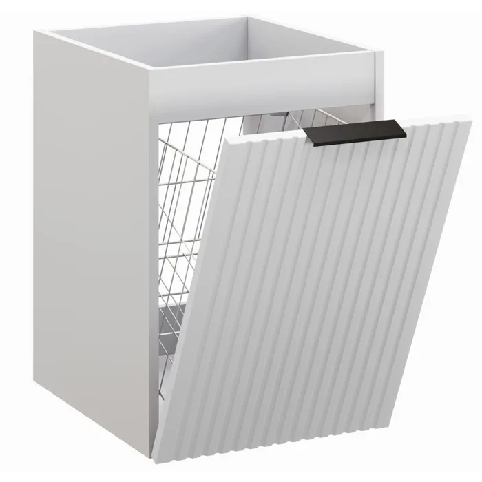 Meuble bas de salle de bain avec panier à linge ADEL BLANC 40 cm