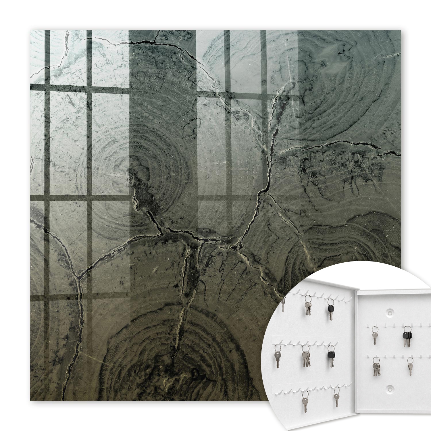 Armoire À Clés - (30 Cm X 30 Cm) - Boîte À Clés Murale - Coffret De Rangement Pour Clés - Couleur Blanche - Ouverture Vers La Gauche - Pour Maison Et Bureau - Structure En Bois
