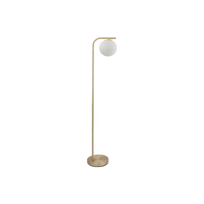 Lampadaire en laiton brossé et verre blanc - D.28 x H.150 cm - Doré - SOFIA