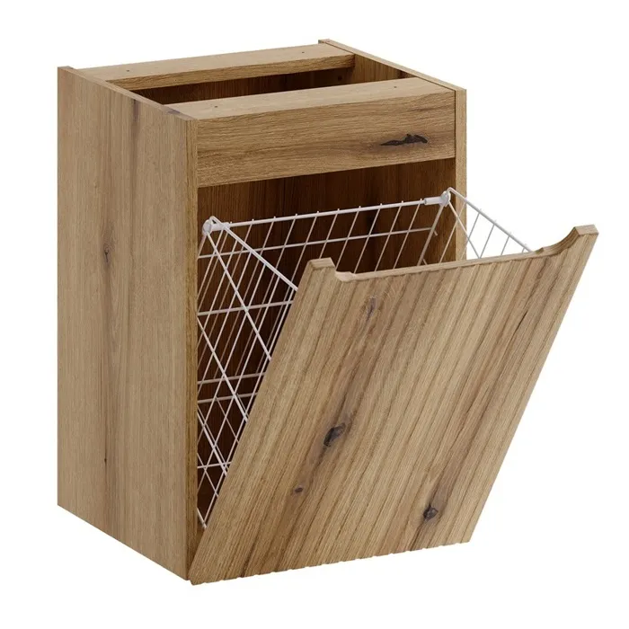 Meuble bas de salle de bain 40 cm avec panier à linge NOVA chêne Coast Evoke