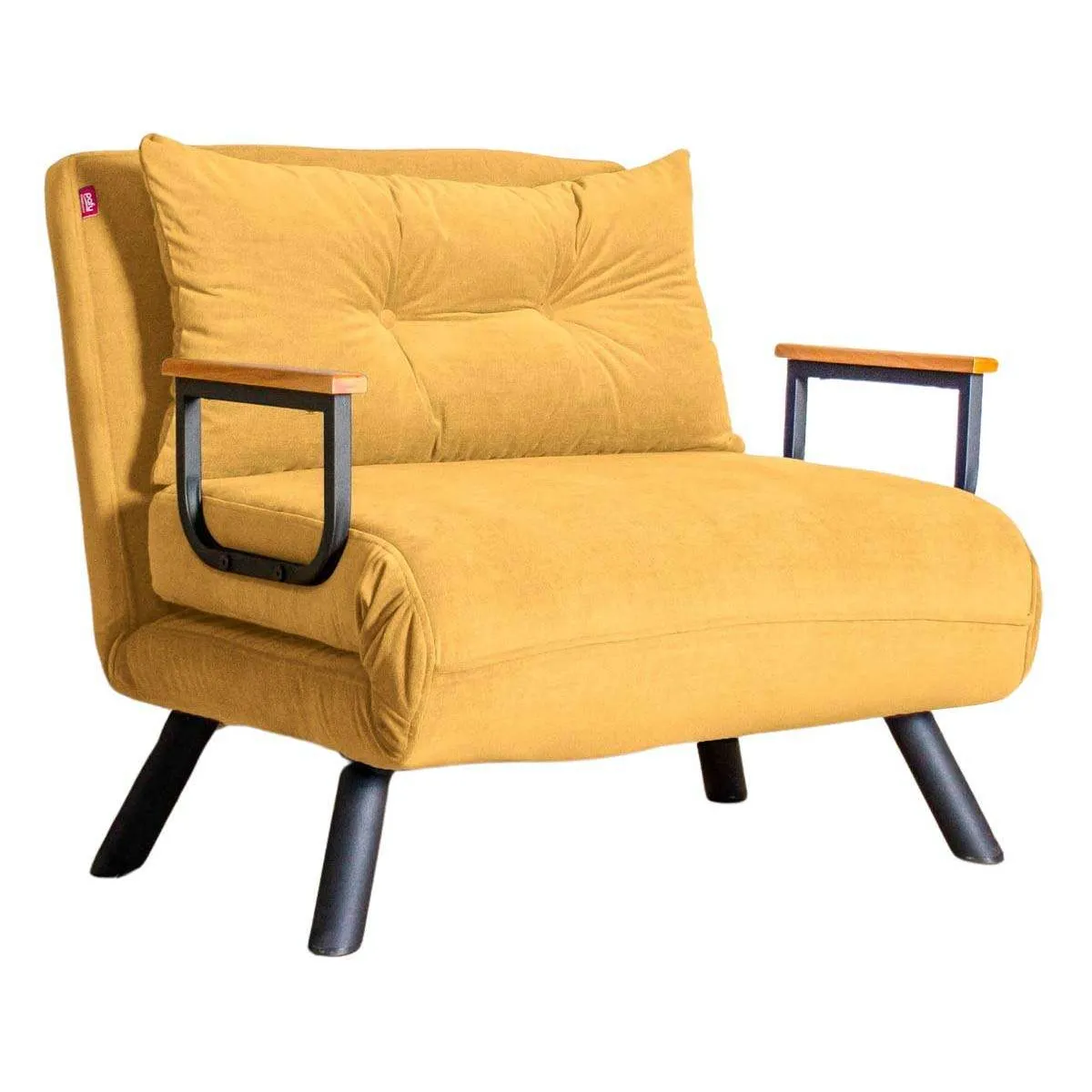 Fauteuil convertible 67x78x78 cm en tissu jaune - kom