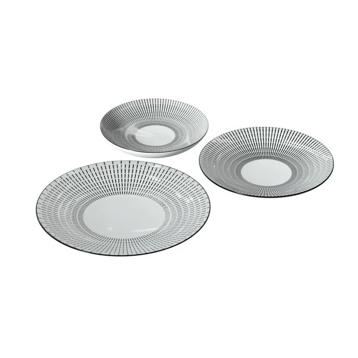 Service 18 Pièces "lunis" Noir Et Blanc - Sg Secret De Gourmet