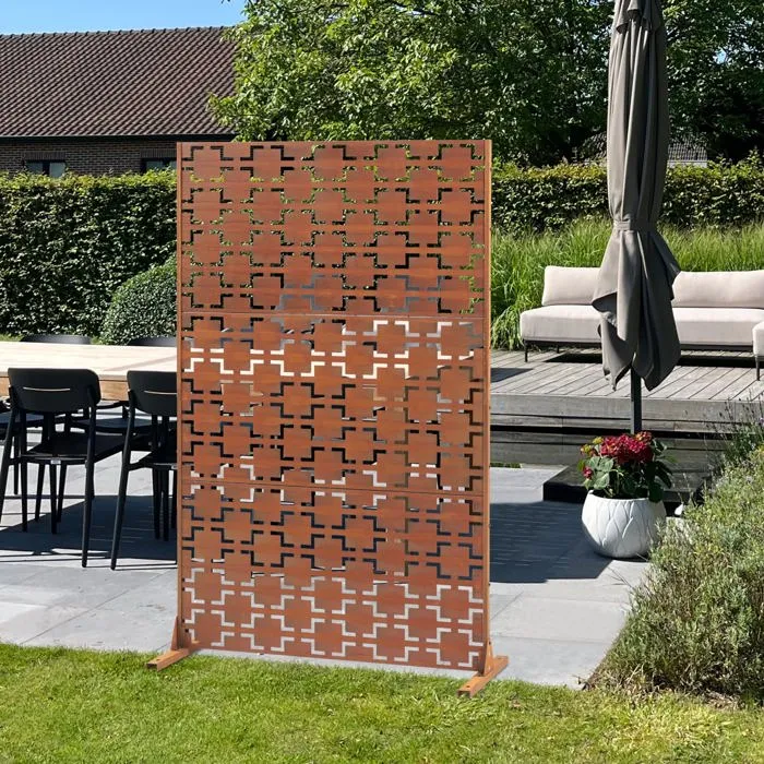 Cloison de séparation Basciano pour extérieur et intérieur acier galvanisé 180 x 120 x 40 cm rouille casa.pro