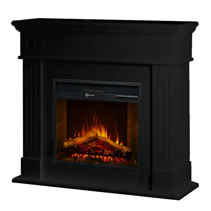Cheminée électrique sur pied Cambridge avec effet flamme 110 x 100 x 36 cm en bois noir