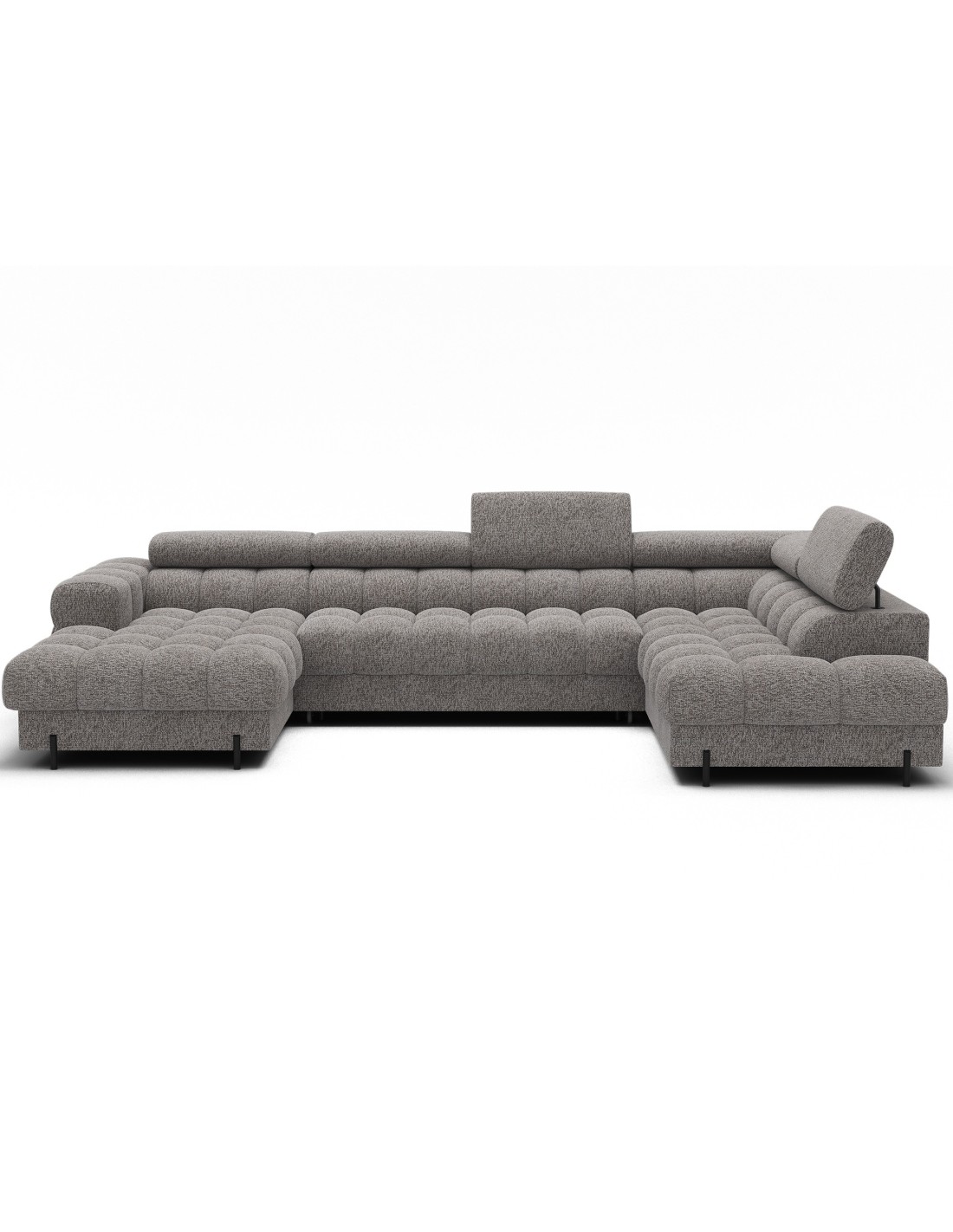 Canapé Panoramique Convertible Gris Chiné Angle Droit Feraria 358x93x202cm